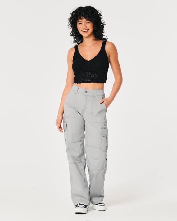 Hollister Kvinder hæklet v-hals bralette 2H8Z340 toppe sort