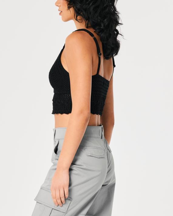 Hollister Kvinder hæklet v-hals bralette 2H8Z340 toppe sort