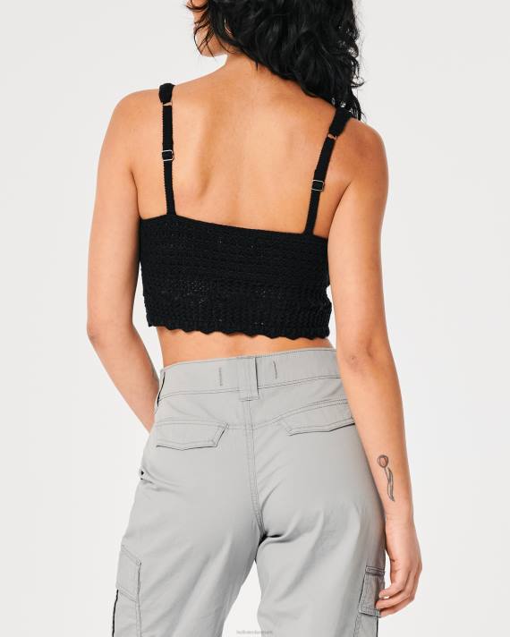 Hollister Kvinder hæklet v-hals bralette 2H8Z340 toppe sort
