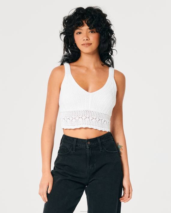 Hollister Kvinder hæklet v-hals bralette 2H8Z84 toppe hvid