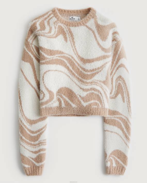 Hollister Kvinder hyggelig crew sweater 2H8Z385 toppe tan hvirvel