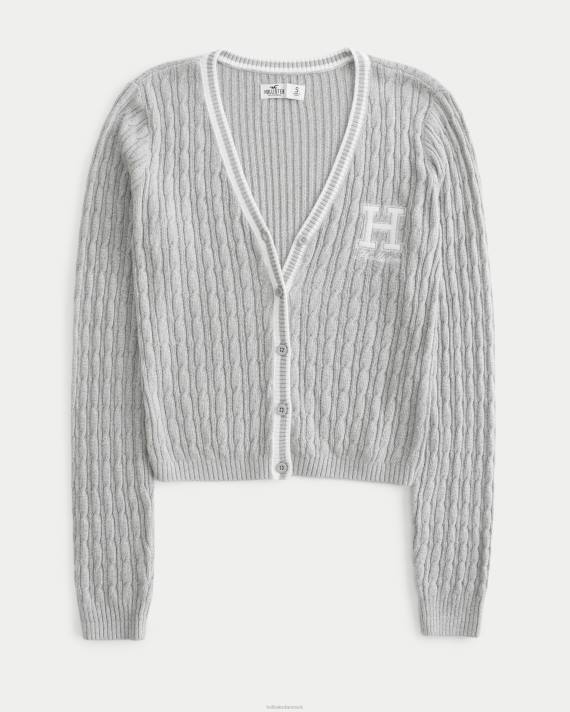 Hollister Kvinder kabelstrikket logocardigan 2H8Z353 toppe lysegrå