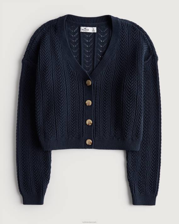 Hollister Kvinder let tekstureret crop cardigan 2H8Z146 toppe Marine blå