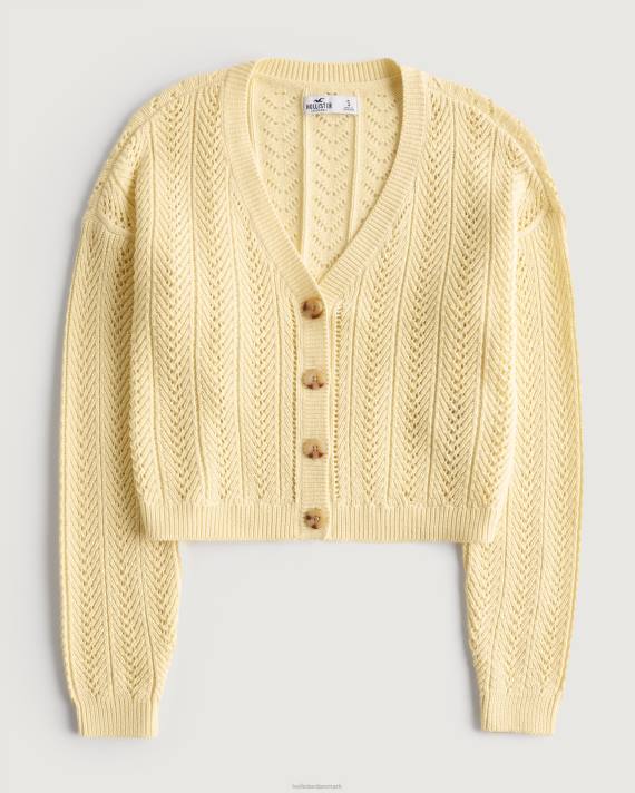 Hollister Kvinder let tekstureret crop cardigan 2H8Z338 toppe gul