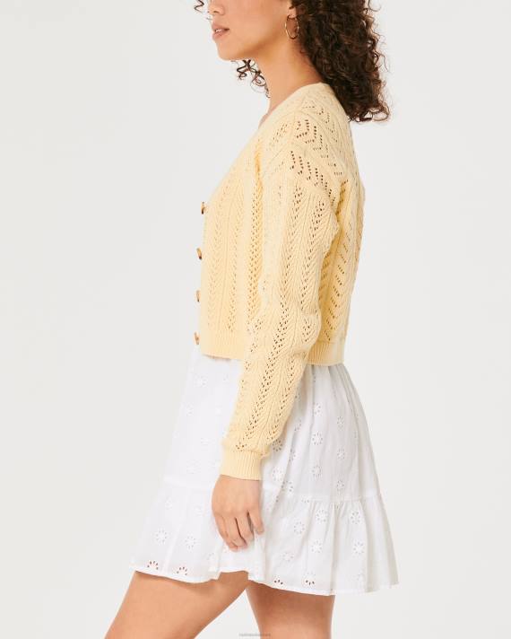 Hollister Kvinder let tekstureret crop cardigan 2H8Z338 toppe gul