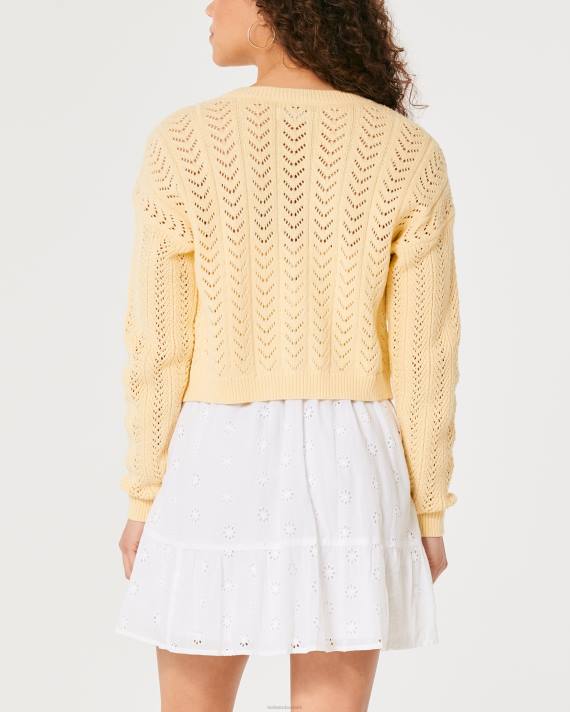 Hollister Kvinder let tekstureret crop cardigan 2H8Z338 toppe gul
