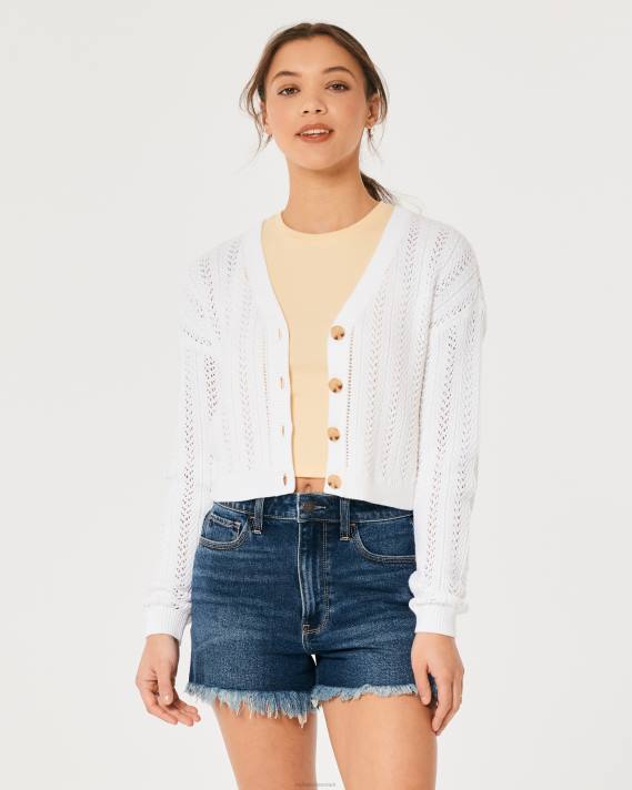 Hollister Kvinder let tekstureret crop cardigan 2H8Z59 toppe hvid