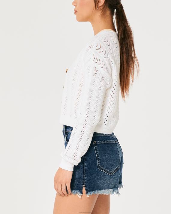 Hollister Kvinder let tekstureret crop cardigan 2H8Z59 toppe hvid