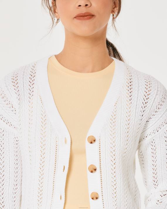 Hollister Kvinder let tekstureret crop cardigan 2H8Z59 toppe hvid