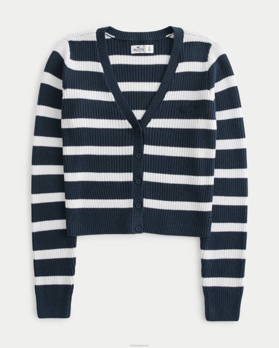 Hollister Kvinder stribet ikon cardigan 2H8Z377 toppe marineblå stribe