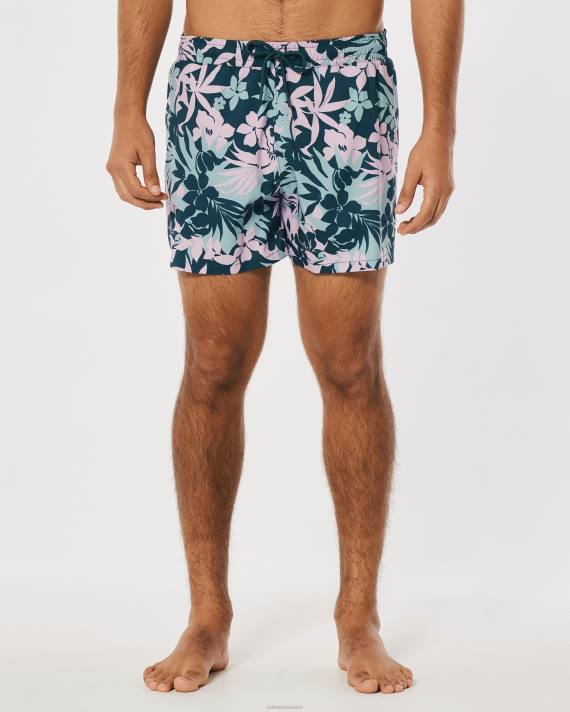 Hollister Mænd gilly hicks badebukser 5\'\' 2H8Z1398 bunde mørk blågrøn blomster