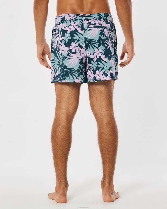 Hollister Mænd gilly hicks badebukser 5\'\' 2H8Z1398 bunde mørk blågrøn blomster
