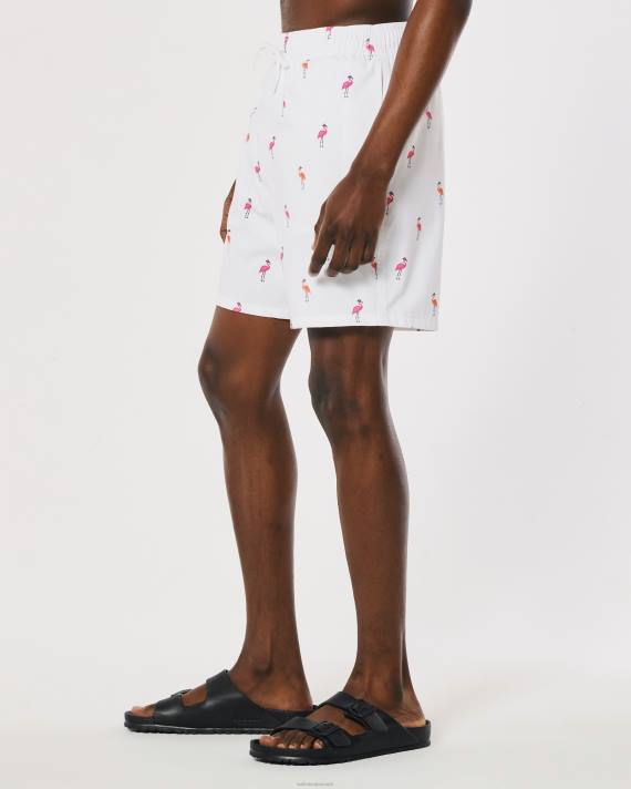 Hollister Mænd guard badebukser 7\'\' 2H8Z1400 bunde hvidt print