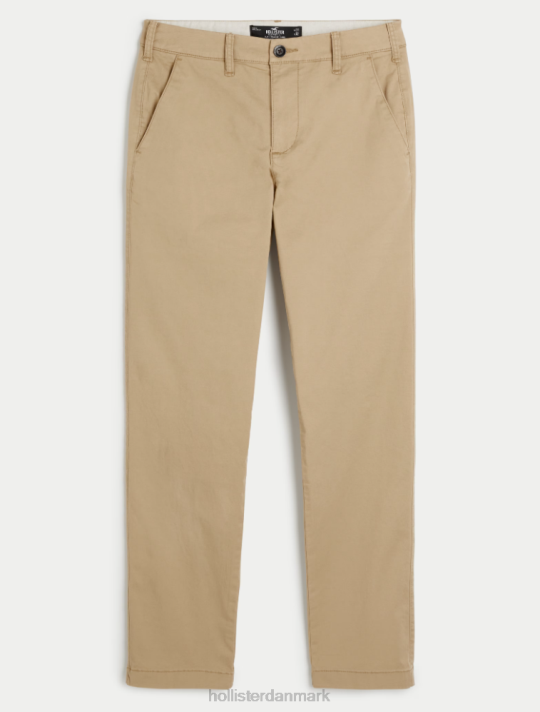 Hollister Mænd slanke lige chinobukser 2H8Z1159 bunde lys khaki twill