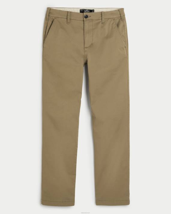 Hollister Mænd slanke lige chinobukser 2H8Z1187 bunde mørk kaki