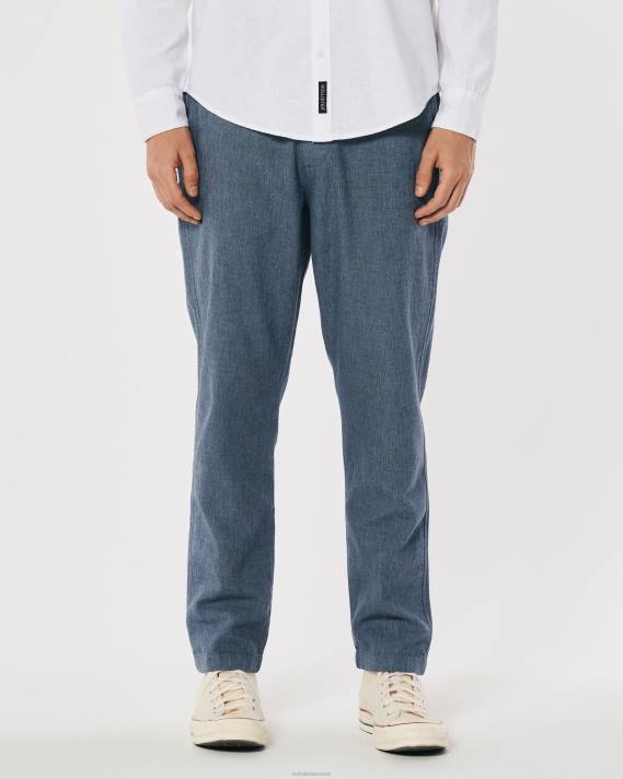 Hollister Mænd slanke pull-on bukser i hørblanding 2H8Z1378 bunde lyng flåde