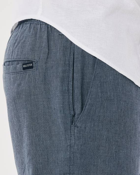 Hollister Mænd slanke pull-on bukser i hørblanding 2H8Z1378 bunde lyng flåde