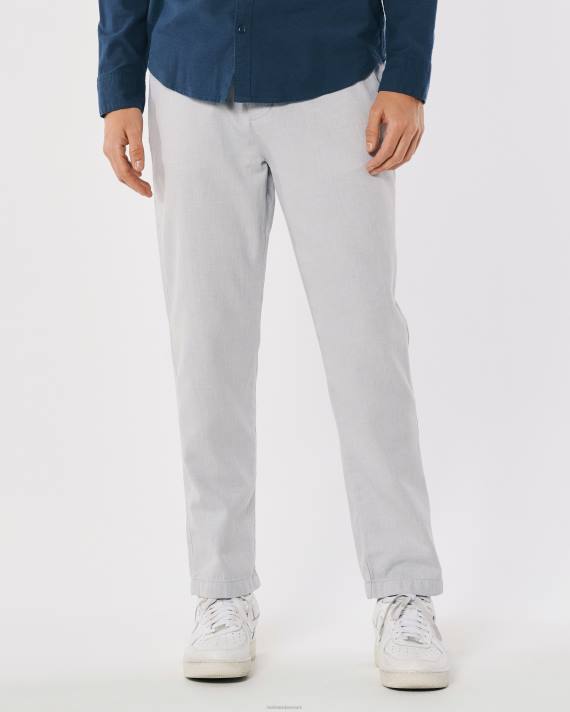 Hollister Mænd slanke pull-on bukser i hørblanding 2H8Z1380 bunde lys gråmeleret