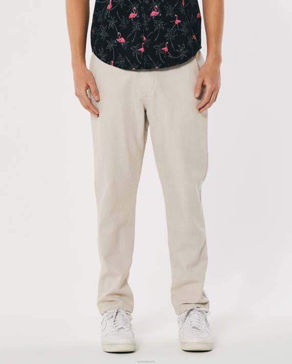 Hollister Mænd slanke pull-on bukser i hørblanding 2H8Z1383 bunde let lyngbrun