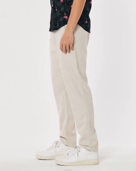 Hollister Mænd slanke pull-on bukser i hørblanding 2H8Z1383 bunde let lyngbrun