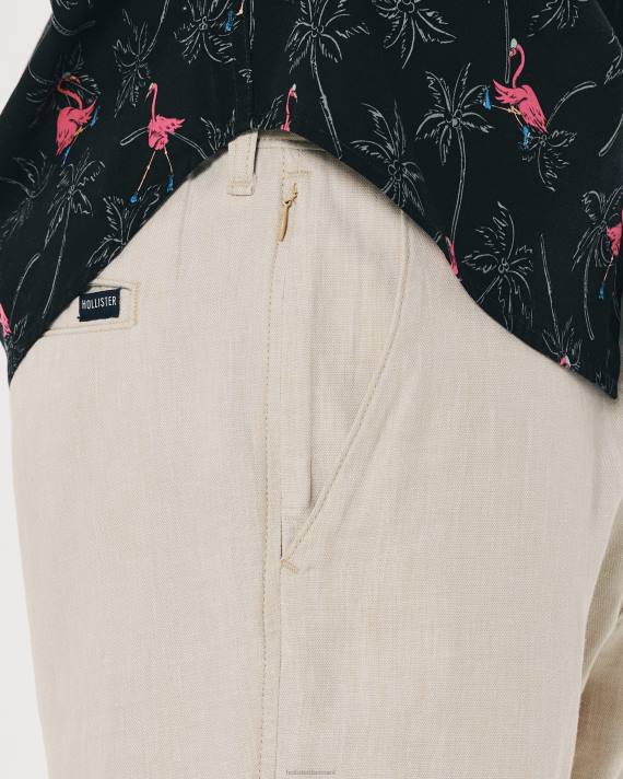 Hollister Mænd slanke pull-on bukser i hørblanding 2H8Z1383 bunde let lyngbrun