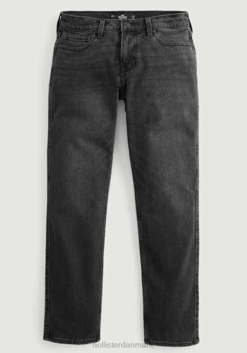 Hollister Mænd falmede sorte signatur slim straight jeans 2H8Z1357 bunde vasket sort