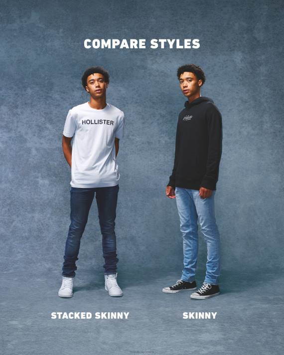 Hollister Mænd let vask stablede skinny jeans 2H8Z1252 bunde let vask