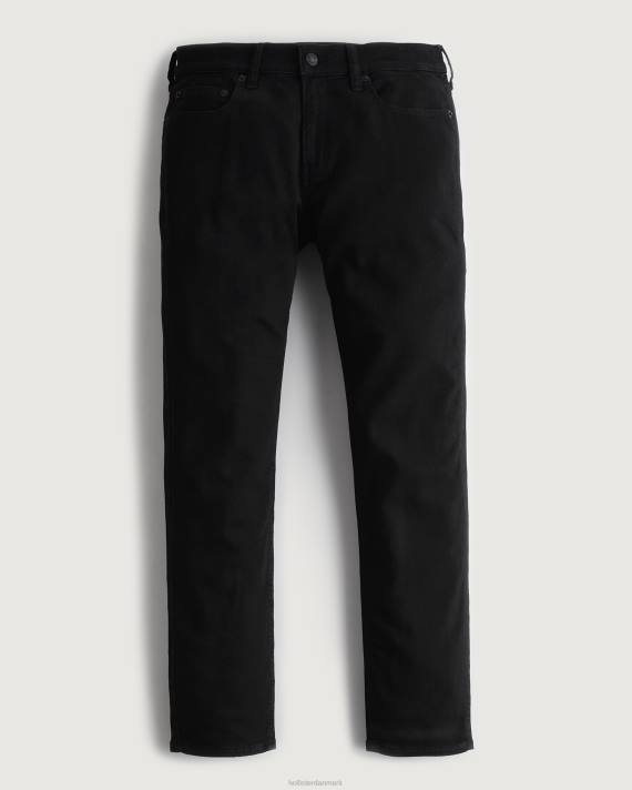Hollister Mænd ligesom strikkede sorte slim straight jeans 2H8Z1366 bunde sort