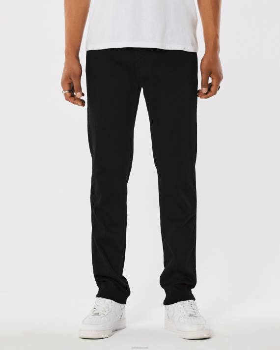 Hollister Mænd ligesom strikkede sorte slim straight jeans 2H8Z1366 bunde sort