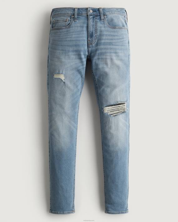 Hollister Mænd ripped medium vask super skinny jeans 2H8Z1347 bunde Rippet medium