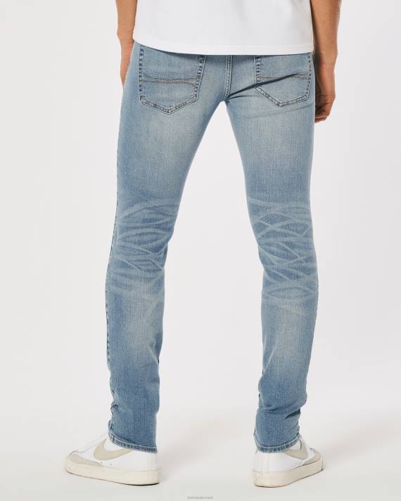 Hollister Mænd ripped medium vask super skinny jeans 2H8Z1347 bunde Rippet medium