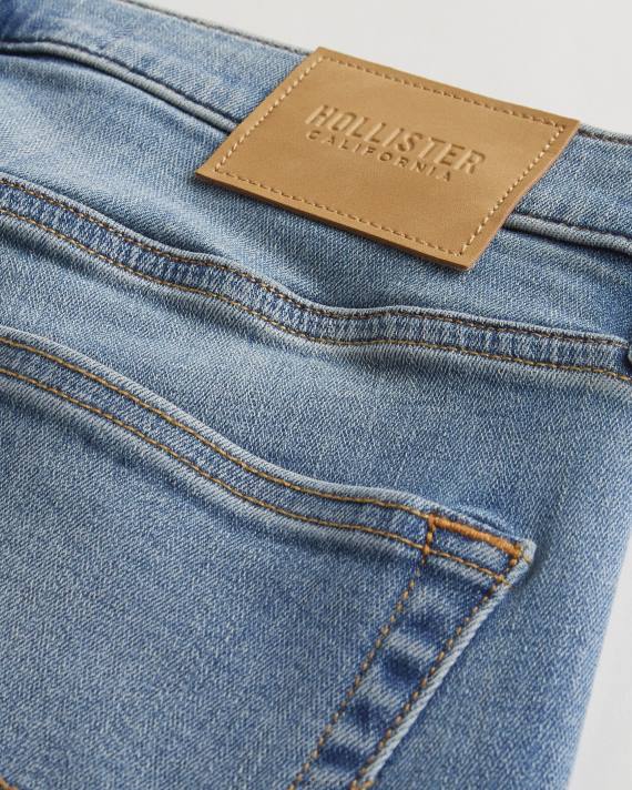 Hollister Mænd ripped medium vask super skinny jeans 2H8Z1347 bunde Rippet medium