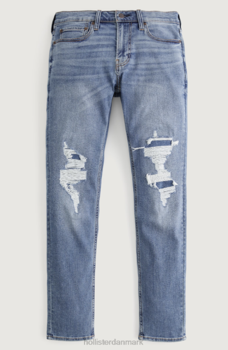 Hollister Mænd skinny jeans i mellemvask 2H8Z1306 bunde flået og repareret medium vask