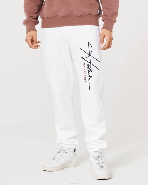 Hollister Mænd afslappede fleece logo grafiske joggere 2H8Z1342 bunde hvid