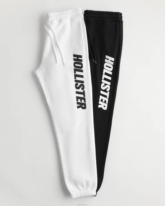 Hollister Mænd afslappet fleece logo grafisk jogger 2-pak 2H8Z1329 bunde hvid sort