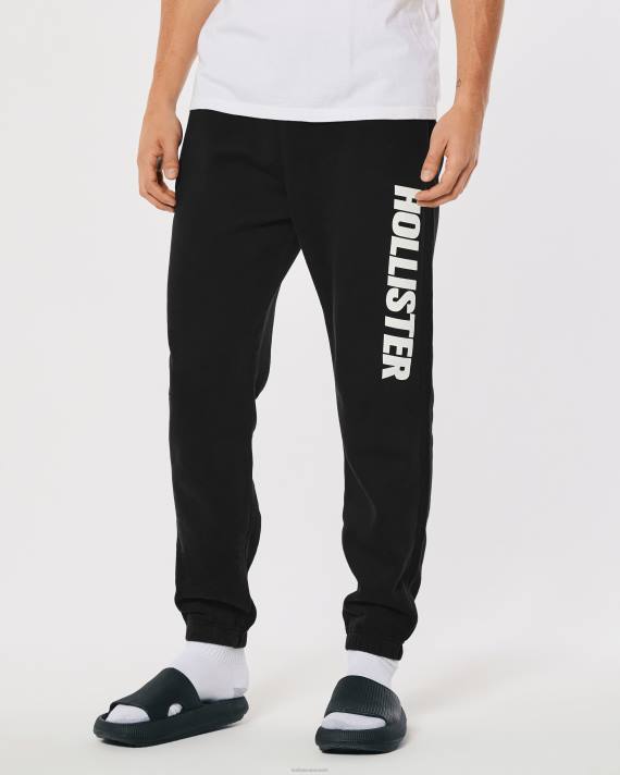 Hollister Mænd afslappet fleece logo grafisk jogger 2-pak 2H8Z1329 bunde hvid sort