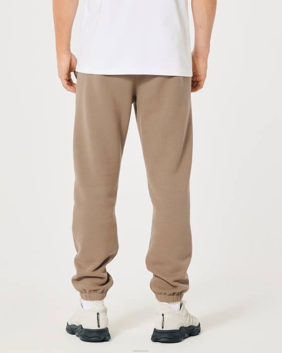 Hollister Mænd feel good afslappede fleece logo joggere 2H8Z1373 bunde lysebrun