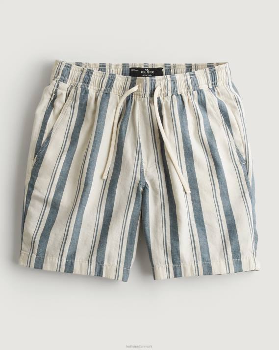 Hollister Mænd joggershorts i hørblanding 7'' 2H8Z1290 bunde marineblå stribe