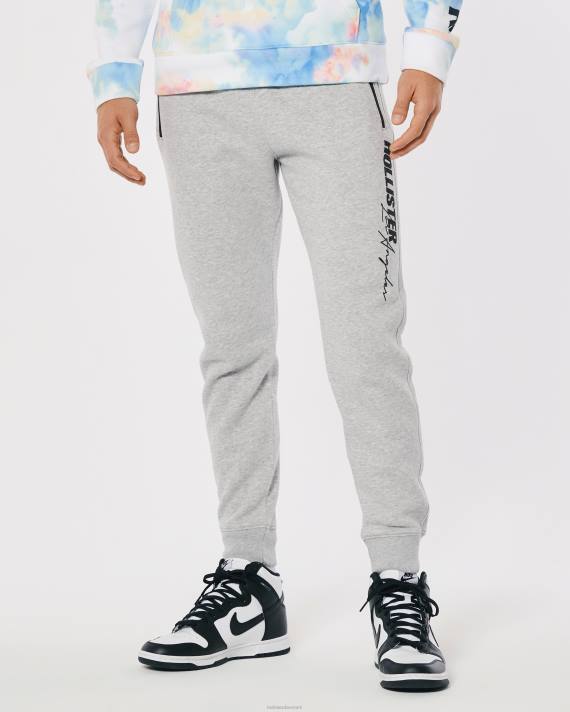 Hollister Mænd print logo fleece jogger 2H8Z1322 bunde gråmeleret