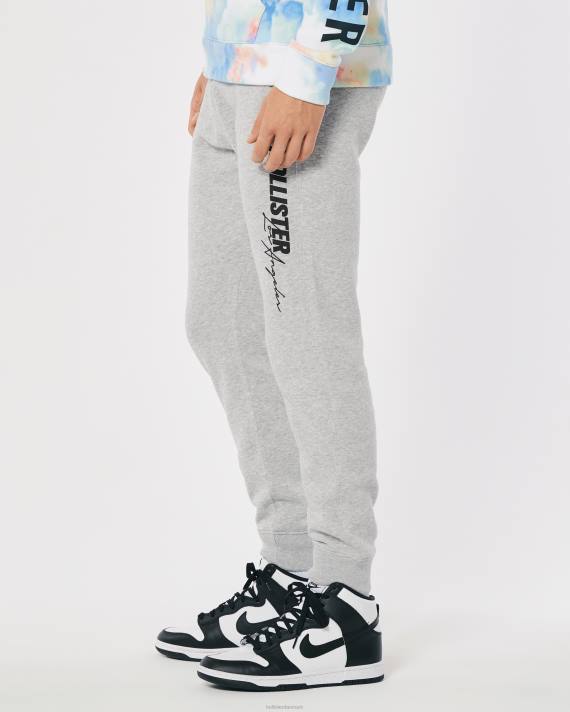 Hollister Mænd print logo fleece jogger 2H8Z1322 bunde gråmeleret