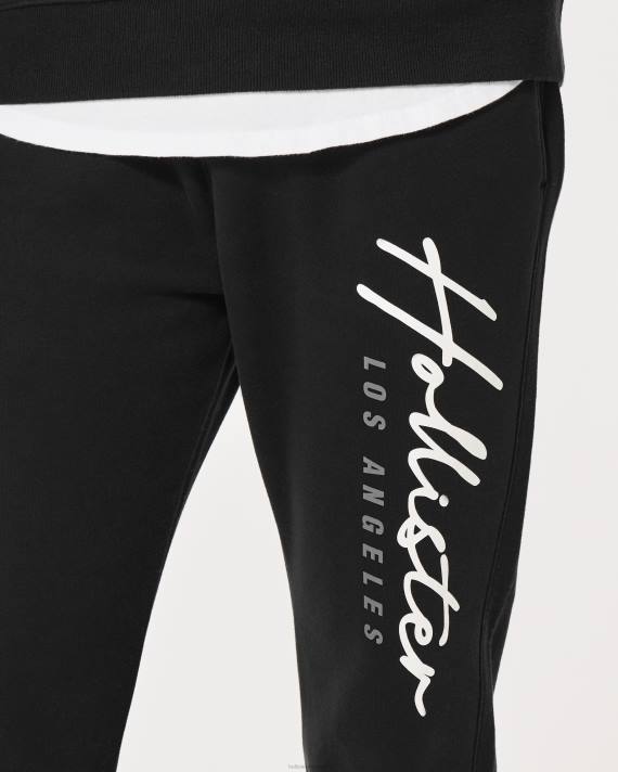 Hollister Mænd skinny fleece logo grafiske joggers 2H8Z1230 bunde sort