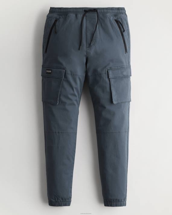 Hollister Mænd skinny twill cargo joggere 2H8Z1251 bunde mørk skifer