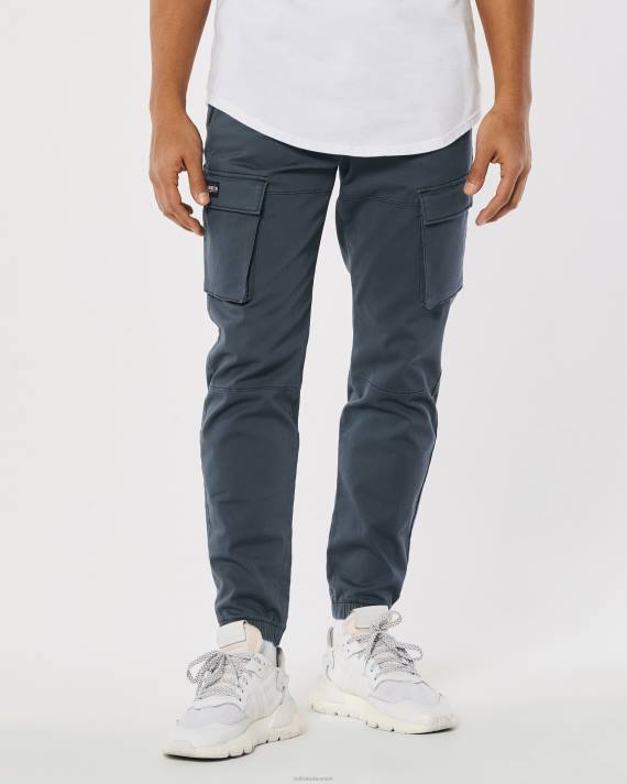 Hollister Mænd skinny twill cargo joggere 2H8Z1251 bunde mørk skifer