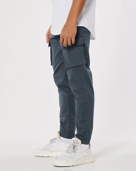 Hollister Mænd skinny twill cargo joggere 2H8Z1251 bunde mørk skifer
