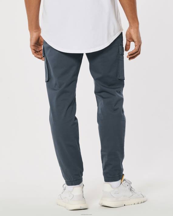 Hollister Mænd skinny twill cargo joggere 2H8Z1251 bunde mørk skifer