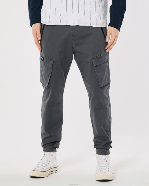 Hollister Mænd twill cargo joggere 2H8Z1167 bunde mørkegrå