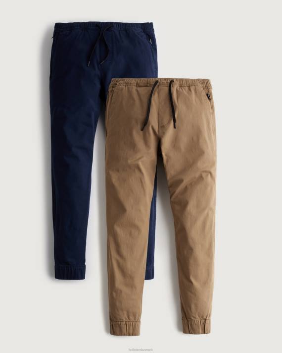 Hollister Mænd twill jogger 2-pak 2H8Z1284 bunde khaki-marineblå