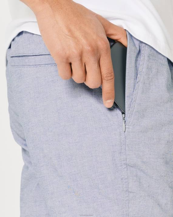 Hollister Mænd twill mikro-stribe joggershorts 5\'\' 2H8Z1178 bunde blå mikrostribe