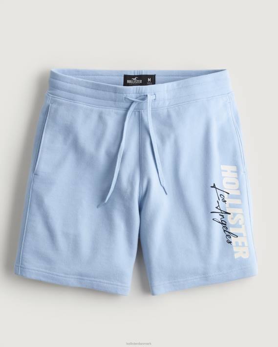 Hollister Mænd farveskift fleece logo grafiske shorts 7'' 2H8Z1264 bunde lyseblå