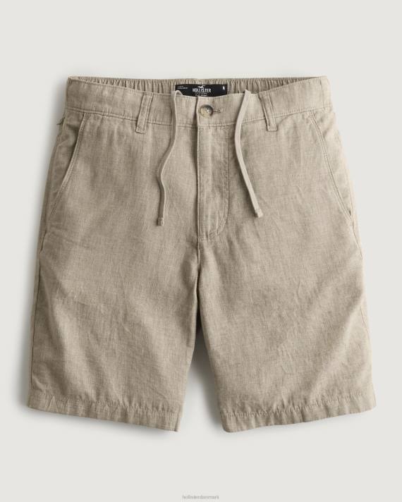 Hollister Mænd flad front linned blanding shorts 9'' 2H8Z1268 bunde lysebrun